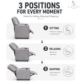 Naomi Home Suri Kids Recliner Chair with Cup Holder & Footrest, Built to Grow with 150 lbs Capacity, Solid Hardwood Frame, and 3 Recline Positions for Toddlers & Children, Gray,Microfiber