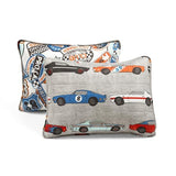 Lush Decor Race Car Kids' 5-Piece Oversized Quilt Bed Set, Reversible Bedding Set for Boys, Blue & Orange, Twin Lush Decor