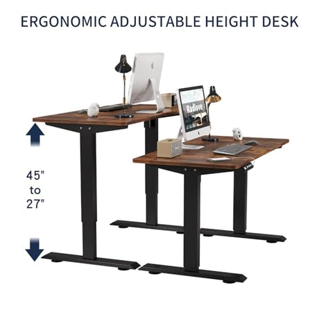 HEONAM 48 Inch Electric Standing Desk with USB Charging Port, Height Adjustable Sit Stand Desk with Memory Presets, Spacious Desktop and Sturdy Metal Frame for Home Office HEONAM