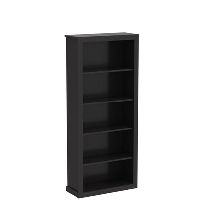 Edenbrook Sumac 5-Shelf Adjustable Bookcase in Black – Versatile Organiser for Home or Office - WoodArtSupply