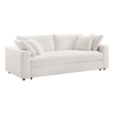 Modway Commix Down Filled Fabric Sleeper Sofa in Pure White