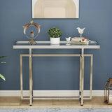 ASYA Glass Console Table for Entryway, Modern Entryway Table with Tempered Glass & Chrome Frame, Silver Sofa Table for Living Room Hallway ASYA