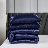 Satin Comforter Set King Silk Like Silky Bedding Set Luxury Hotel Silky Bed Home Deocr Navy Blue Soft Down Comforter Silky Quilt Set Bedding_Dreamer