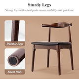 Cttasty Office Chair, Wood Desk Chair with Upholstered PU Leather, Computer Chair, Modern Dining Chair, Mid Century Dining Chair, Wood Accent Chair,Walnut Chair Cttasty