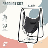 G TALECO GEAR Hammock Chair with Stand,Heavy-Duty and Rustproof Hanging Chair with Stand,Hammock Swing Chair Stand,for Indoor Outdoor Patio Yard Garden Porch (Grey)