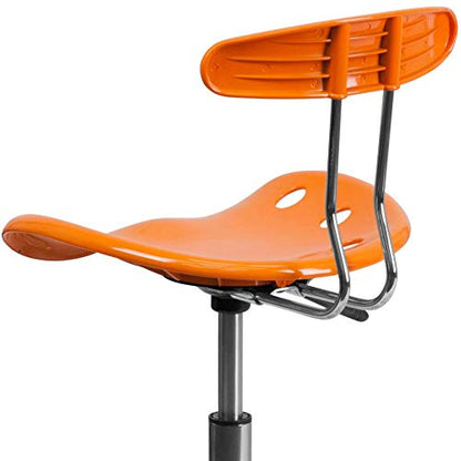 Flash Furniture Elliott Vibrant Orange and Chrome Swivel Task Office Chair with Tractor Seat - WoodArtSupply