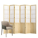 Room Divider, 66.9Inch Tall Japanese Shoji Style Folding Wood Screen with Double Hinges for Home Office Bedroom Hotel Decoration (6Panels, Natural) Svimi