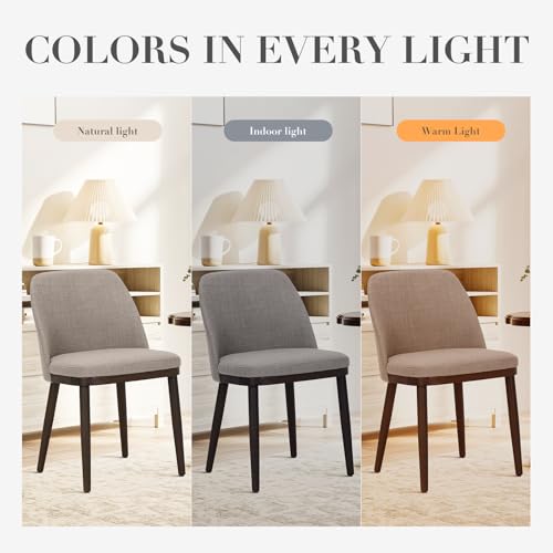 COLAMY Upholstered Dining Chairs Set of 6, Modern Kitchen Chairs with Back, Fabric Side Dining Room Chairs with Wood Legs for Kitchen Dining Room Restaurant, Camel COLAMY