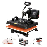 SUPER DEAL 5 in 1 Heat Press Machine, 12" x 15" 360-degree Rotation Quality Industrial Digital Heat Transfer Machine Combo for Hat Mug Plate Cap T-Shirt 110V, Black SUPER DEAL
