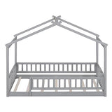 NicBex Gray Wood Family-Friendly Canopy Loft Bed Frame for Queens NicBex