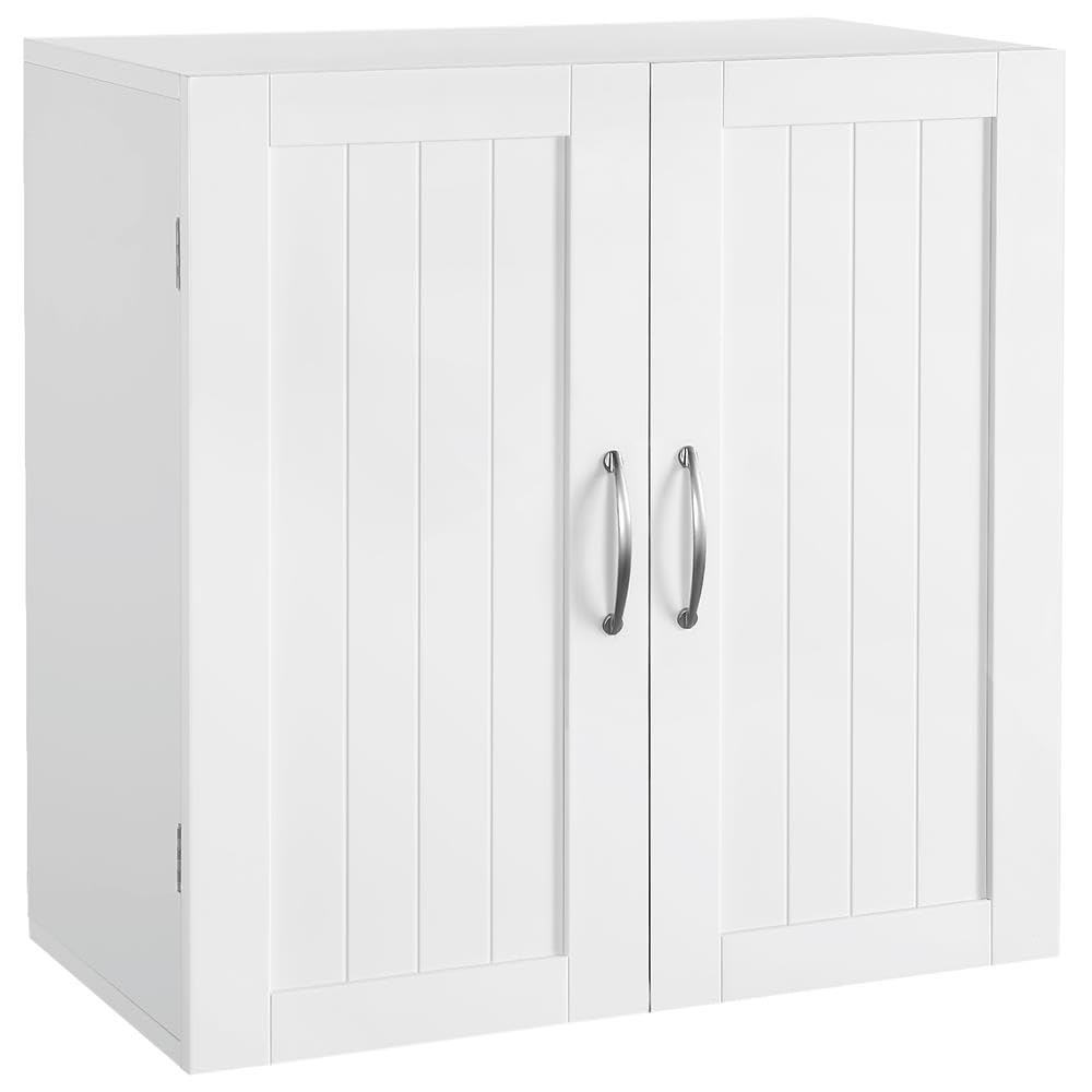 Yaheetech Bathroom Wall Cabinet, Kitchen Storage Cupboard Cabinet with 2 Doors, Wall Mount Storage Cabinet for Bathroom, Kitchen, Living Room, White Yaheetech