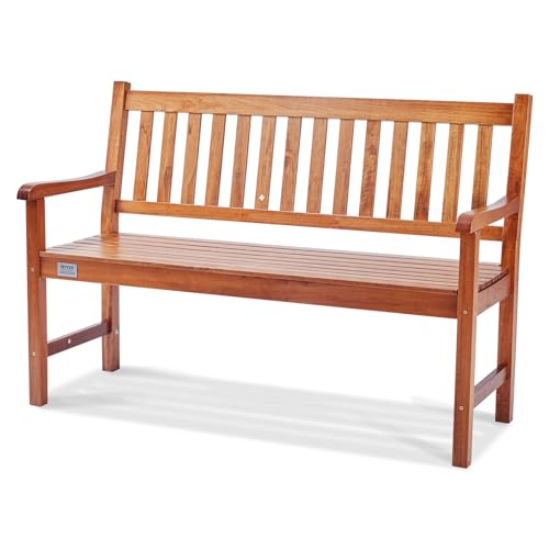 VEVOR Wood Outdoor Bench, 2-Person Garden Bench with Backrest and Armrests, 800 lbs Load Capacity,All-Weather Never Rot Patio Bench for Garden, Park, Yard, Front Porch VEVOR