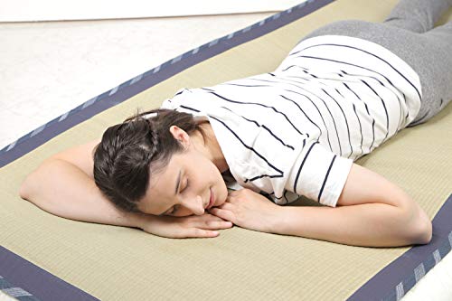 MIINA Japanese Traditional Igusa (Rush Grass) Tatami Mattress, Sleeping Mat, Japanese futon Mattress, Goza Mat (Twin, Natural) 35” X 79” MIINA