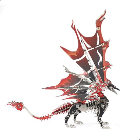 Kolotesame Fire Dragon 3D Metal Puzzle for Adult, Mechanical Black and Red Dragon Metal Building Model Kit, Challenging Puzzle for Men and Fantasy Fans, Unique DIY Collectible or Creative Gift kolotesame