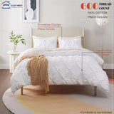 SLEEP-NEST Luxurious Pinch Pleated Duvet Cover Set King Size 104" x 90" - 100% Egyptian Cotton Long Staple Duvet Cover Set with Zipper Closure & Corner Tie Breathable Cover - Pinch White SLEEP-NEST
