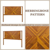 Bme Vivian Rustic Scandinavian Queen Headboard in Solid Acacia Wood, Golden Brown Finish Bme