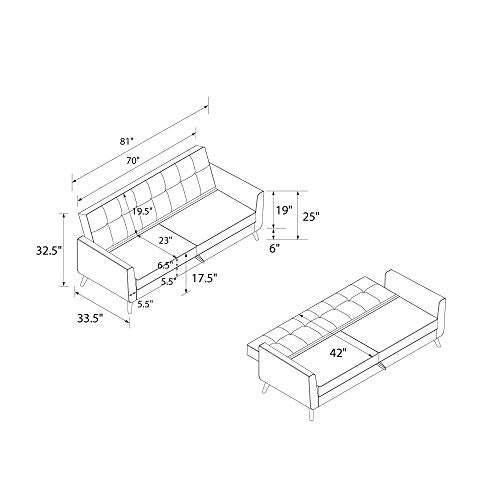 DHP Parker Futon with Storage, Camel Faux Leather