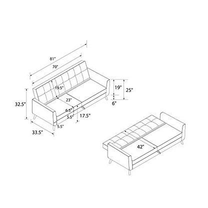 DHP Parker Futon with Storage, Camel Faux Leather