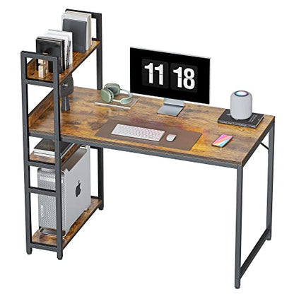 CubiCubi Computer Desk 47 inch with Storage Shelves Study Writing Table for Home Office,Modern Simple Style, Rustic Brown - WoodArtSupply