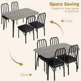 GAOMON Dining Table Set for 4, Rectangular Kitchen Table and Upholstered Chairs for 4, 5 Piece Dining Room Table Set with Chamfer Design, for Kitchen Room, Home, Apartment Easy Assembly GAOMON