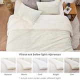 Sasttie Queen Comforter Set 3 Pieces - Super Soft Fleece Comforters Queen Size, 1 Luxury Warm Fuzzy Marshmallow Comforter with 2 Pillow Cases, Faux Fur Down Alternative Bedding Set, Cream White Sasttie