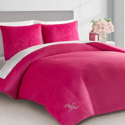 Juicy Couture Hot Pink Velour Full/Queen Comforter Set - 3 Piece Luxury Bedding Ensemble Juicy Couture