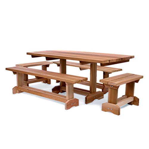 All Things Cedar MT70-5 10-Person Cedar Patio Picnic Table Patio Set - WoodArtSupply