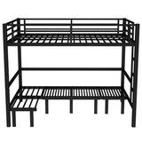 Harper & Bright Designs Queen Over Queen Pull-Out Metal Bunk Bed, Lower Bunk Can be Pulled Out in Three Sections, Top Bed Equipped with Safety Guardrails, Black Harper & Bright Designs