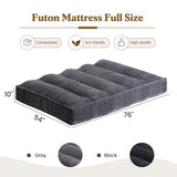 NLDD 10" Futon Mattress Full Size, Ultra Thick Futons Sofa Couch Bed Sleeper Sofa Bed, Versatile Floor Futons Japanese Floor Mattress for Adults, Grey (Frame Not Included) NLDD