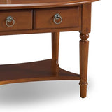 Leick Home Coastal Coffee Table, Solid Wood, Oval, with Drawer and Shelf, Pecan Brown, 20044-PC Leick Home