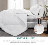 KHC Cotton Comforter White Down Alternative Duvet Insert 100% Percale Cotton, Quilted Fluffy 400GSM Comforter Lightweight All Season Durable Breathable Noiseless (WHITE, Single/Twin(68"X88")) Kamas Home Collection