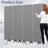 Acoustic Room Divider Privacy Panel with Wheels, 4 Panel Soundproof Room Divider (Aluminum Frame) for Room Partition, Folding Room Dividers Separation Office Cubicle Wall Sound Proof Partition Divider HOMSCREENER