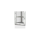 Benjara Wood and Glass Corner Curio Cabinet with Five Shelves, Silver Benzara