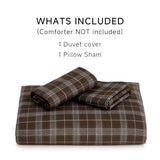 Erwinmu Plaid Duvet Cover Set Twin Size,Brown Blue Gingham Patterned Bedding Set for Girls Boys,Modern Soft Breathable Microfiber Comforter Cover 2 Pieces with Zipper Closure and 1 Pillow Sham Erwinmu