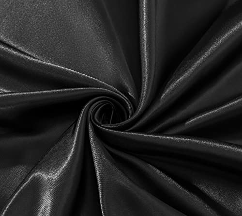 MILVOWOC Satin Fitted Sheet Twin XL, Black Single, Luxury Deep Pocket Bottom Bed Sheet, Soft Silky Bedding MILVOWOC
