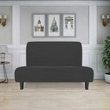Easy-Going Stretch Futon Slipcover Armless Futon Bed Cover Furniture Protector Without Armrests with Elastic Bottom for Kids, Soft Jacquard Fabric Small Checks (Medium, Dark Gray) Easy-Going