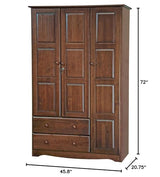 Copper Grove Palace Imports 100% Solid Wood Grand Wardrobe Armoire Mocha Copper Grove