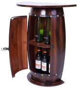 Vintiquewise Rustic Lockable Barrel Shaped Wine Bar Cabinet Wooden End Table Vintiquewise