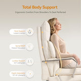 OKUP M76 160° Reclining Office Chair with Footrest, 10" Thick Cloud Cushion Executive Desk Chair, Extra Wide Cross-Legged Ergonomic Chair for Big and Tall, Adjustable Seat Depth, Easy Assembly, Cream OKUP