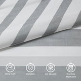 Regency Heights Reversible Striped King Comforter Set, Soft Microfiber Bedding Set with Double-Sided Stripes Design, Warm & Cozy for All-Seasons, 3-Piece Comforter and Shams Set King Size, Grey Regency Heights