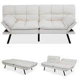 MUUEGM Futon Sofa Bed Memory Foam White Futons Modern Office Couch Sleeper Bed Convertible Love seat Sofa for Small Spaces,Apartment,Office with Adjustable Armrest Backrest MUUEGM