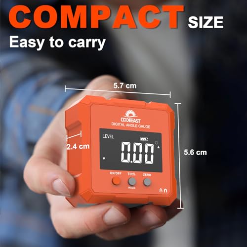 Coobeast Digital Angle Finder, Digital Level Angle Gauge with Backlight & Magnetic Base Compact Digital Protractor Angle Measuring Tool Inclinometer for Woodworking Construction Table Saw Gift for Men coobeast