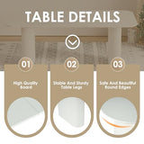 RGZ Modern Oval Dining Table Set for 6, 71" Cream White Kitchen Table with Ripple Legs & 6 White Silver Faux Leather Chairs, Easy to Clean Dinner Table Set for Office, Home, Dining Room RGZ