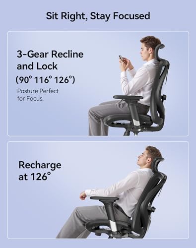 SIHOO M57 Ergonomic Mesh Office Chair, High Back Home Desk Chair with 3D Armrests, Lumbar Support and Adjustable Headrest, Comfortable Computer Chair, Big & Tall Office Chair Hold 330 LBS-Black SIHOO