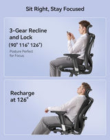 SIHOO M57 Ergonomic Mesh Office Chair, High Back Home Desk Chair with 3D Armrests, Lumbar Support and Adjustable Headrest, Comfortable Computer Chair, Big & Tall Office Chair Hold 330 LBS-Black SIHOO