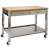 Seville Classics, Steel w/ Solid Wood Top, 48" W x 24" D x 37.5" H Seville Classics