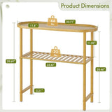 Small Entryway Table Bamboo 30.7", Narrow Hallway Table Oval Top 2-tier, Slim Console Table with Anti-fall Edge, Sofa Side Table 5min Easy Assembly, Small TV Stand for Bedroom, Indoor Plant Stand Atoping