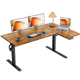OffiGo Electric L Shaped Standing Desk, 55 Inches Height Adjustable Table, Reversiable Corner Stand Up Desk, Lifting Computer Table for Home Office, Computer Workstation, Rustic Brown OffiGo