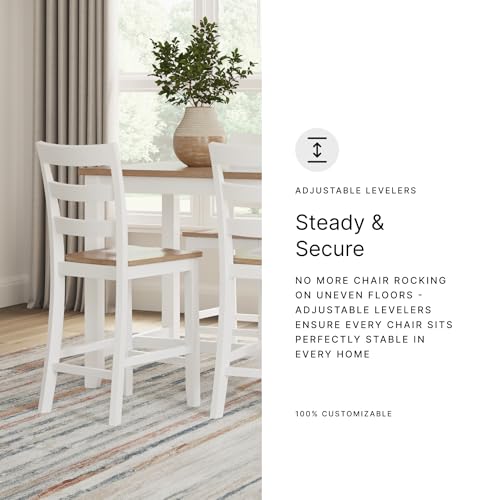 Signature Design by Ashley Robbinsdale Farmhouse Upholstered Barstool, Set of 2, X-Back, Nailhead Trim, Wood, 24.75" H, White & Light Gray Signature Design by Ashley