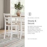 Signature Design by Ashley Robbinsdale Farmhouse Upholstered Barstool, Set of 2, X-Back, Nailhead Trim, Wood, 24.75" H, White & Light Gray Signature Design by Ashley